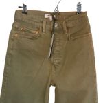 RE/DONE 70s Ultra High Rise Stove Pipe Jeans Size 24 Olive Green Denim vintage Photo 9