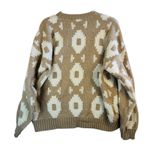 Vintage 1980s Made in Italy Wool Blend‎ Sweater L Beige Ivory Geometric Pattern Tan Size L Photo 1