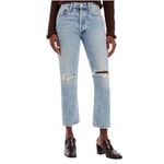AGOLDE Distressed Riley High Rise Straight Crop Denim Jeans in Whiplash Size 31 Photo 1