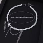 Macy's New-Charm Hip Hop Peace Dove Tassel Pearl Beads Clavicle Chain Women's Necklace Photo 4