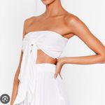 Nasty Gal White Crinkle Bandeau Tie Front Cover Up Top | 4 Photo 0