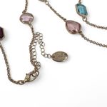 Time and Tru Long Rhinestone Layering Necklace Pink Blue Stones Statement Gold Photo 7