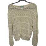 Current Air  Mesh Boatneck Sweater Beige Knit Pullover Sweater Coverup Sheer M Photo 0