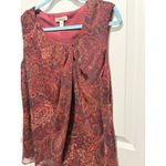Coldwater Creek  Red Paisley Top XL Sleeveless Women’s Blouse X-Large Shirt Work Photo 1