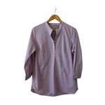 Duluth‎ Trading Womens Size M 1/2 Button High Neck Striped Long Sleeve Tunic Top Size M Photo 1