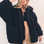 I am gia I.AM.GIA | Pixie Teddy Sherpa Furry Zip Up Jacket Coat Black Oversized sz Small Photo 3