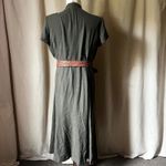Talbots Vintage Pure Silk Olive Button Front Maxi Dress 18 Photo 3