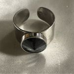 Sarah Coventry Vintage Jet Set Black and Silver Ring Photo 6