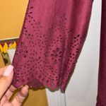 ISABEL HAYLEY BRAND MAROON TOP 3/4” SLEEVE LACE UP TIE IN FRONT LACE LIKE CUTOUT Red Size L Photo 5