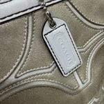 Coach Vintage Metallic Gold & White Goat Suede And Leather Tote Bag Purse #9371 Photo 9