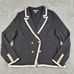 Peter Nygard Nygard Women's Blazer Black Contrast Trim Golden Buttons Plus Size 1X Photo 0