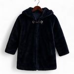 Women's Hooded Faux Fur Coat Blue‎ XSmall Winter Cozy Mob Wife Classic Timeless Blue Size XS Photo 0