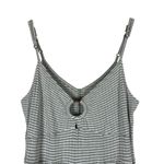 SO  Wide Leg Jumpsuit Womens M Green White Striped O-Ring Sleeveless Coastal Boho Photo 2