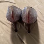 Jacqueline Ferrar  Silver Sparkle Glitter Peep Toe Heels Photo 3