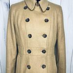 J.Crew Coat Womens Sz 8 Tan Wool Blend Double Breasted Peacoat Classic Photo 2