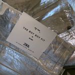 ZARA NWT  The Boy Boy Fit Silver Relaxed Fit Straight Leg Mid Waist Jeans Photo 11