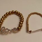 Set of 2 gold bead love bracelets Photo 0