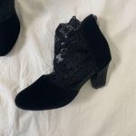 NEW Black Faux Suede Renaissance Fair Witchy Wench Sheer Lace Boots 9 Photo 4