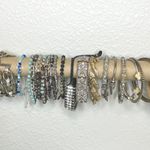 Lot of 25 Bracelet Set Mixed Metals Beads Wood Bangles Stackable Statement Silver Photo 2