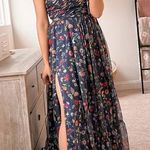 Mac Duggal  One Shoulder Cut Out Navy Floral Gown 12 Photo 0