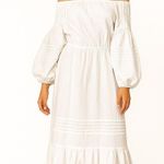 White cottagecore prairie midi on off shoulders dress big sleeves medium Photo 0