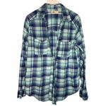 Hollister  Blue Teal Plaid Long-sleeved Button-Down Shirt Medium Photo 1