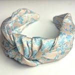Anthropologie • Grey/Blue/Yellow Satin Knotted Headband Photo 0