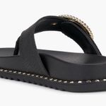 Jessica Simpson  Black and Gold Sandals with Rhinestone Buckle Photo 1