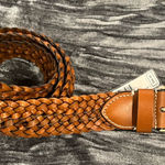 Michael Kors Braided Tan Leather Belt with Gold Buckle Size S/M Photo 0