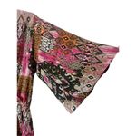 Elan  Pink and Orange Patterened‎ Kimono Sleeve Romper Photo 1