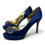 Nine West Women’s Blue Satin Weeding Shoes Photo 0