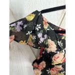 Frederick's of Hollywood Vintage Fredrick’s of Hollywood Floral Crop Tie Top Sheer Black Size Small USA Photo 3