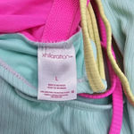 Xhilaration  Pink Yellow Blue One Piece Cutout Bathing Suit Swimwear Large Photo 6