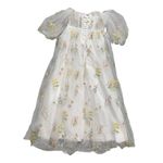 Women's Floral Embroidered Corset Maxi Puff Sleeve Dress in White, Size 12​​ White Photo 2