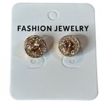 Rose Gold Tone Round Halo Stud Earrings Fashion Jewelry Sparkle Crystal New Photo 0