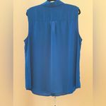 Talbots  Blouse Women's XLarge Blue Sleeveless V-Neck Collared Pocket Tank Photo 3