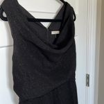 Halston Heritage Halston Effie Cowl Neck Sleeveless Metallic Shimmer Dress Photo 4