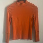 Free People Pumpkin Spice Orange Fall Mock Neck Ribbed Long Sleeve Top Photo 4