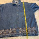 Vintage Maggie & Max Denim Chambray Button Down Blouse Top Size XL embroidered Photo 6