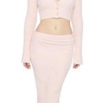 Danielle Guizio  Sweet Rib Knit Midi Skirt & Cardigan Set in Pink Photo 0