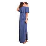 VERABENDI Women's Off Shoulder blue Long Ruffle Maxi Dress w/ Pockets Sz XL Photo 2