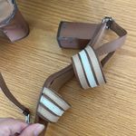 Coach Princeton Leather Strappy Slingback Sandal Tan Brown Stripe Block Heel Photo 8