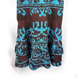Alexis  Ayanna Oceano Dress Large Brown Blue Aztec Print Linen Midi Vacation Photo 5