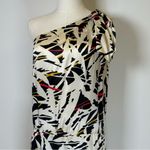 Vintage Oleg Cassini 100% Silk One Shoulder Abstract Column Dress Women’s Size 6 Black Photo 2