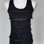 Miley Cyrus  Max Azria Black Tiered Racerback Tank Size Large Juniors Photo 0