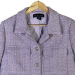 Rachel Zoe Tweed Jacket Womens M Purple Cropped Textured Lined Boxy Old Money Photo 1