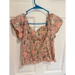 Kiwi + Punch Floral Smocked Crop Top Ruffle Sleeve Sweetheart Neckline S Pink Photo 3