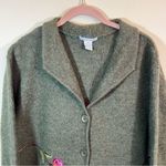 Vintage The Eagle’s Eye Women’s Green Wool Floral Embroidered Cardigan XL Boho Photo 1