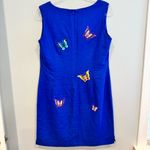Vintage Linen Blend Butterfly Embroidered Shift Dress Size 10 Blue Photo 4