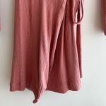 Urban Outfitters  Ribbed Wrap Long Sleeve Dress, Dusty Rose, Size Medium Photo 3
